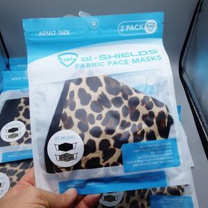 Al Shields Fabric Face Masks Adult 2 Pack Black/Leopard 100% Cotton